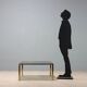 Vintage coffee table in brass and smoked glass, 1970s design.