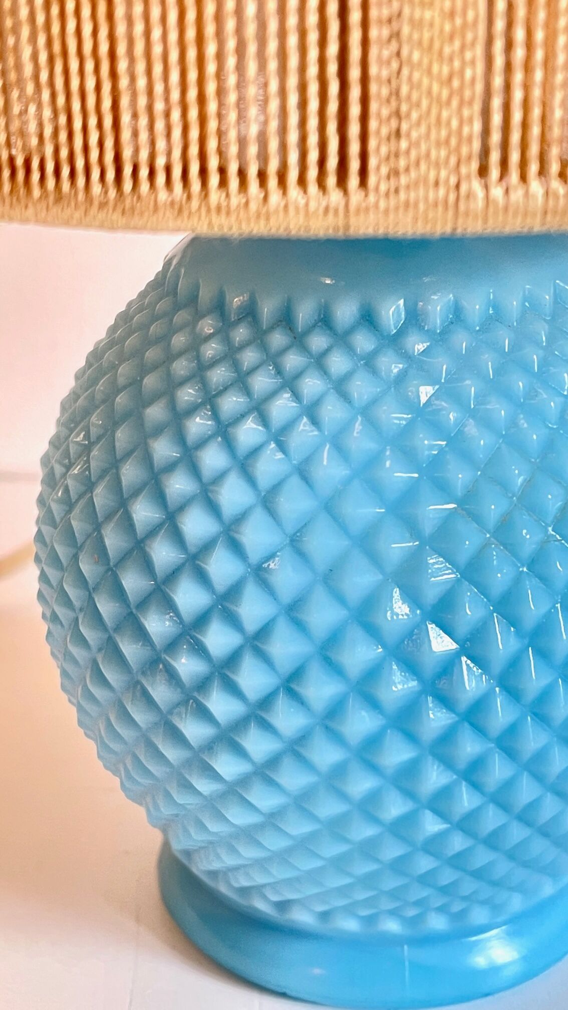 Vintage lamp in opaline blue and golden sons