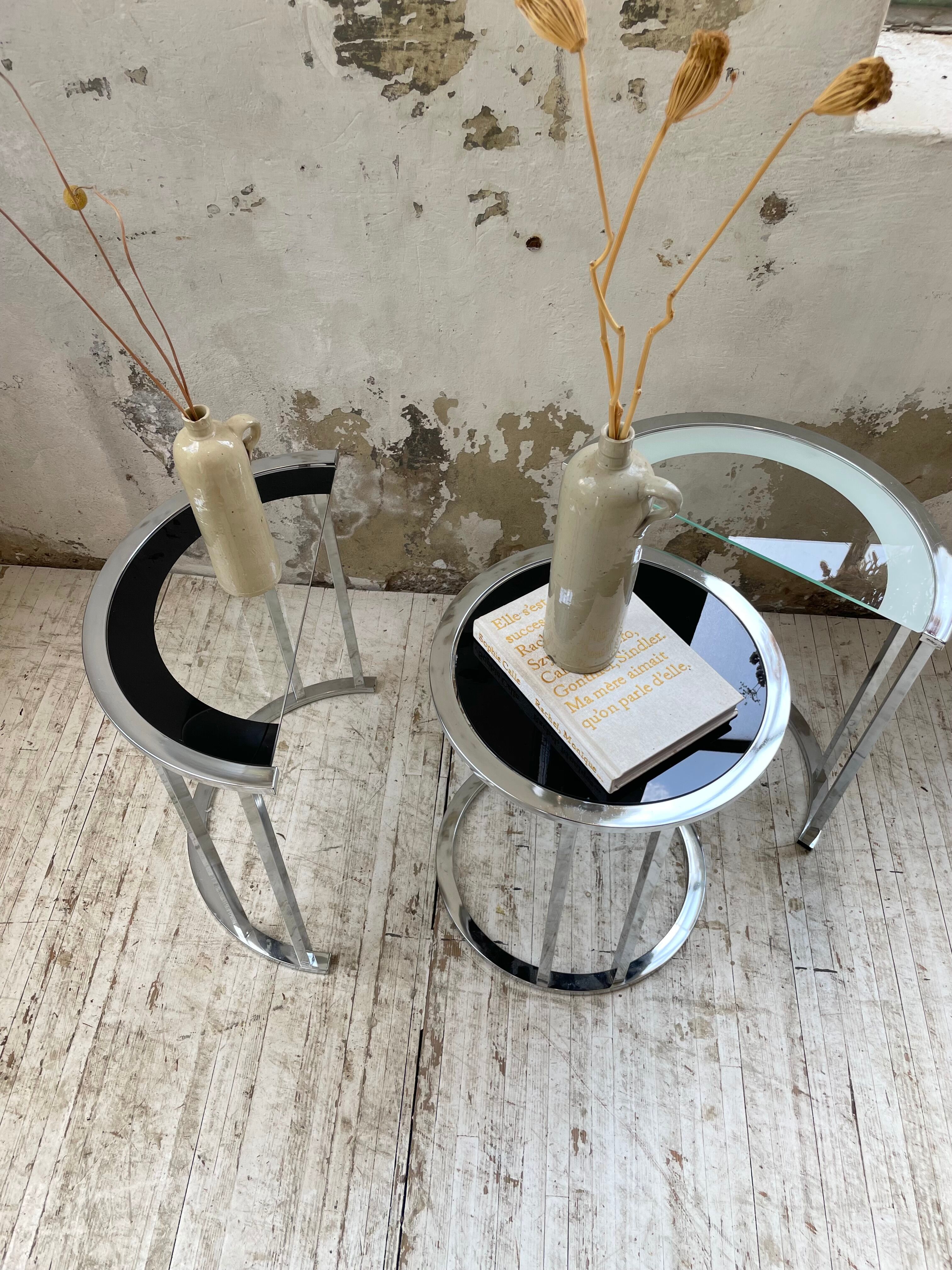 Trio of 70s chrome consoles