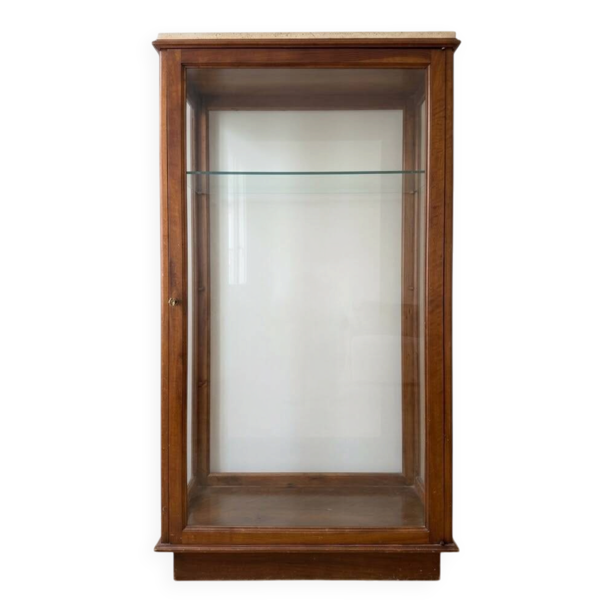 Étagère vitrine ancienne en bois et verre