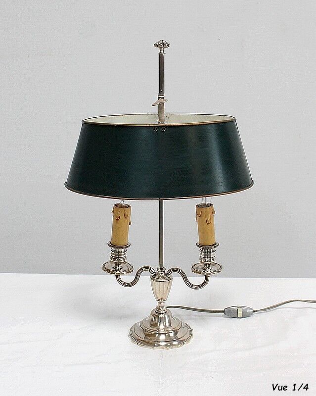 Bouillotte lamp in silver metal, empire style - early twentieth century