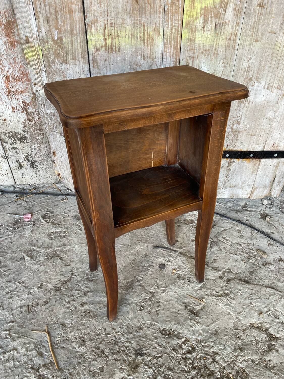 Antique Nightstand Table in Louis XV Style Wood with Vintage Drawer #D894