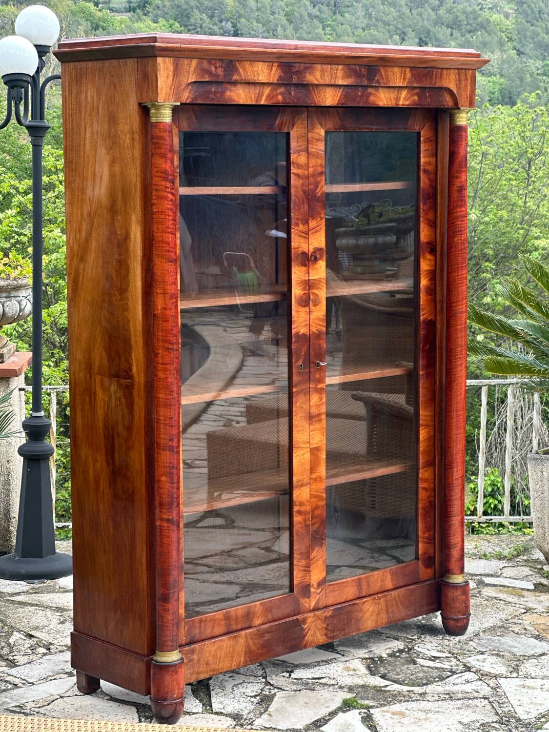 Empire Style Mahogany Display Cabinet/Bookcase, 19th Century