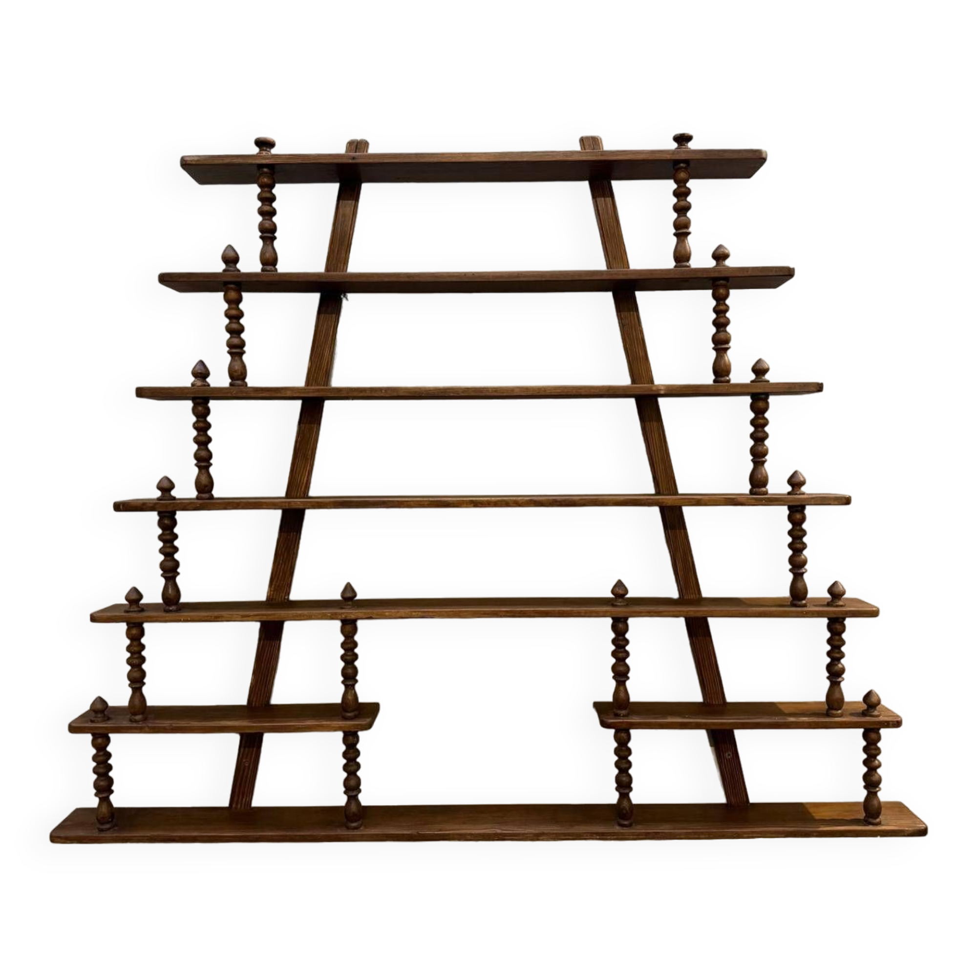 Turned wood bar wall shelf