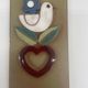 Vintage ceramic wall plaque, bird and heart, Made in Spain, Mithé Espelt style.