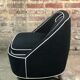 Retro vintage 80's armchair in black velvet with white trim