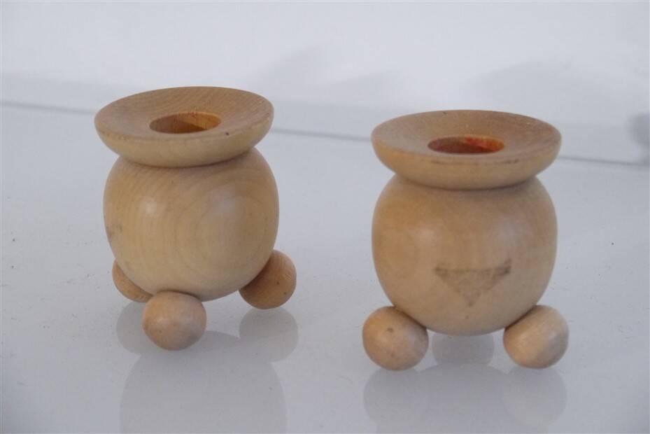 Pair of Swedish wooden candlesticks 1960