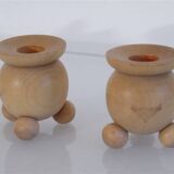 Pair of Swedish wooden candlesticks 1960