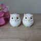 Vintage japan white and pink ceramic owl salt and pepper shaker set