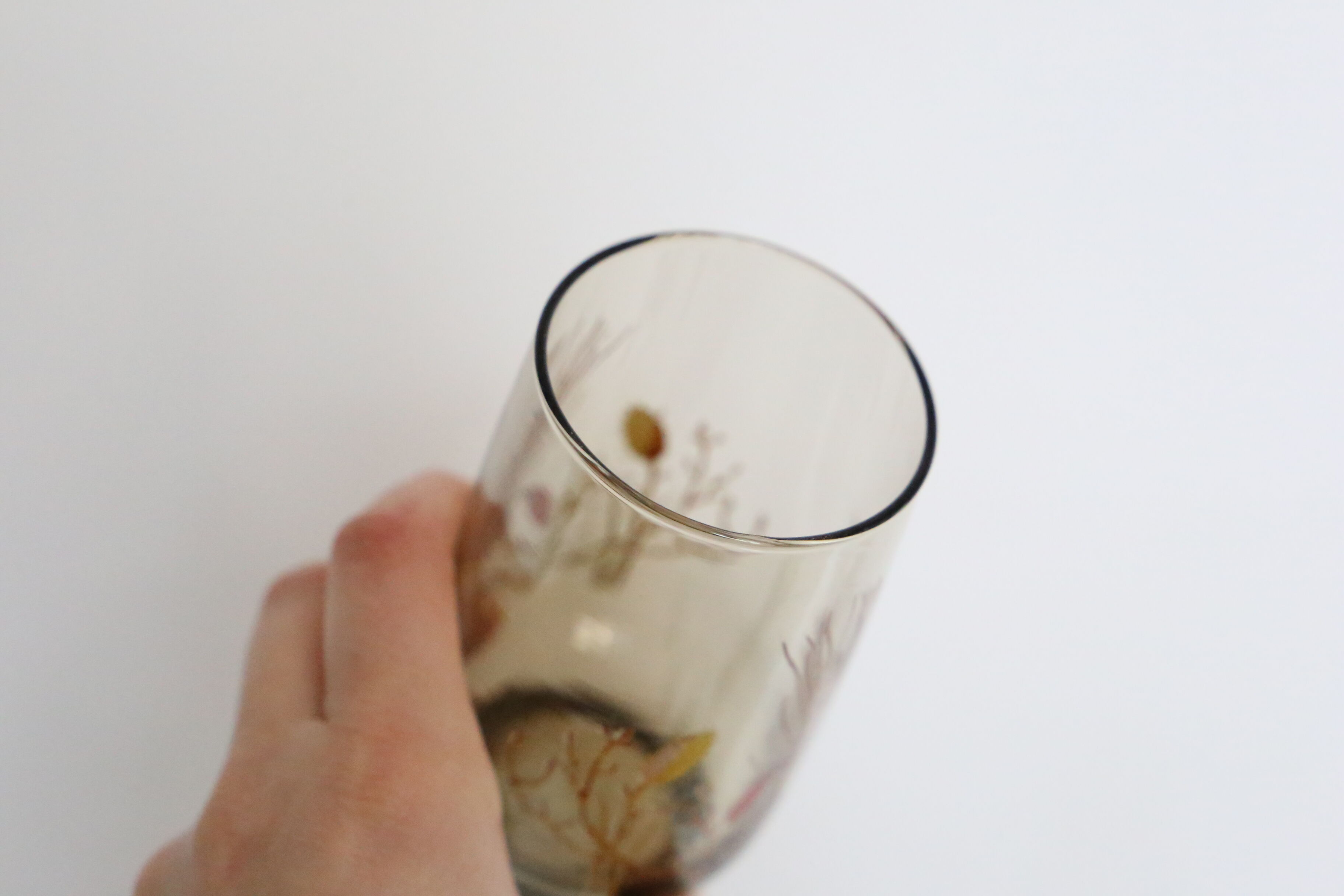 Set of 6 vintage smoked glasses