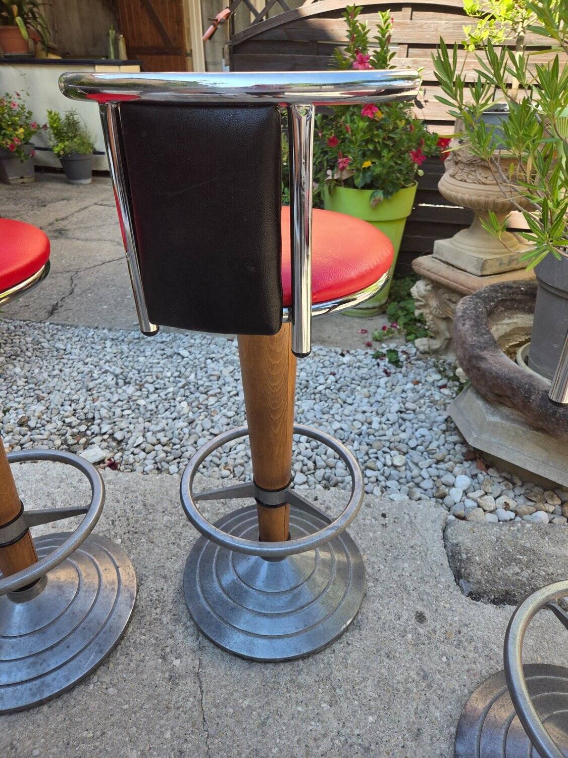 Suite de 4 tabourets de bar bistrot vintage 1970 Design München