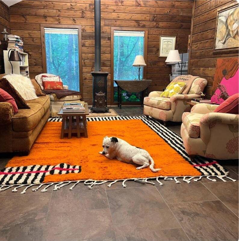 Berber Moroccan rug orange 250cm x 150cm