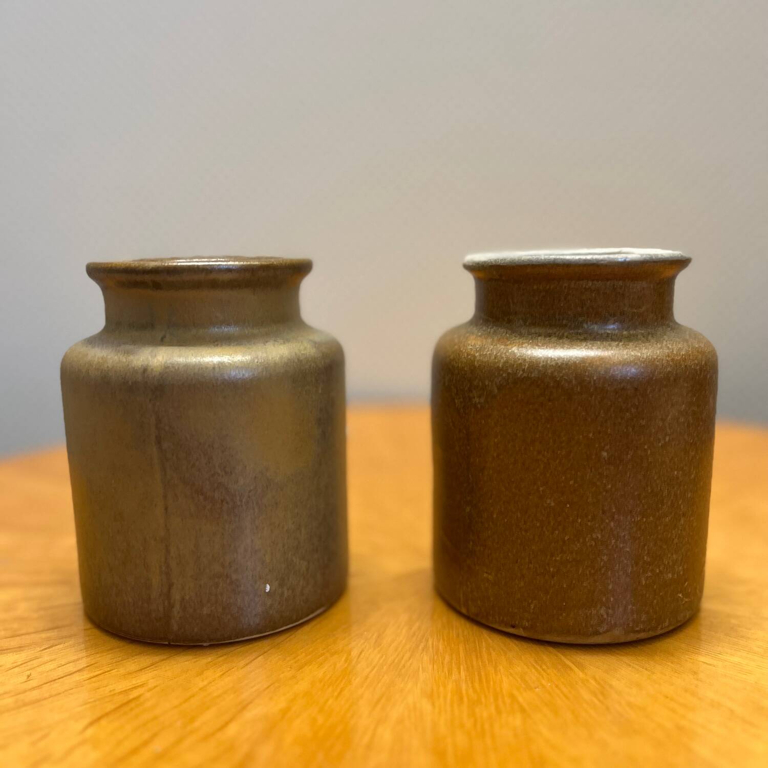 Set of two vintage stoneware pots
