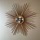 Golden Metal Sun Mirror with Convex Mirror by Chaty Vallauris. French Work