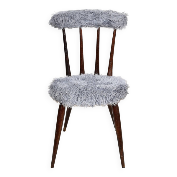 Chaise Moumoute bleue des années 60.