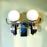 Pair Brutalist double wall sconce lights