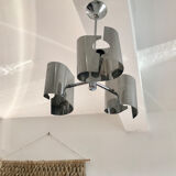 Chandelier in chromed metal and vintage stainless steel