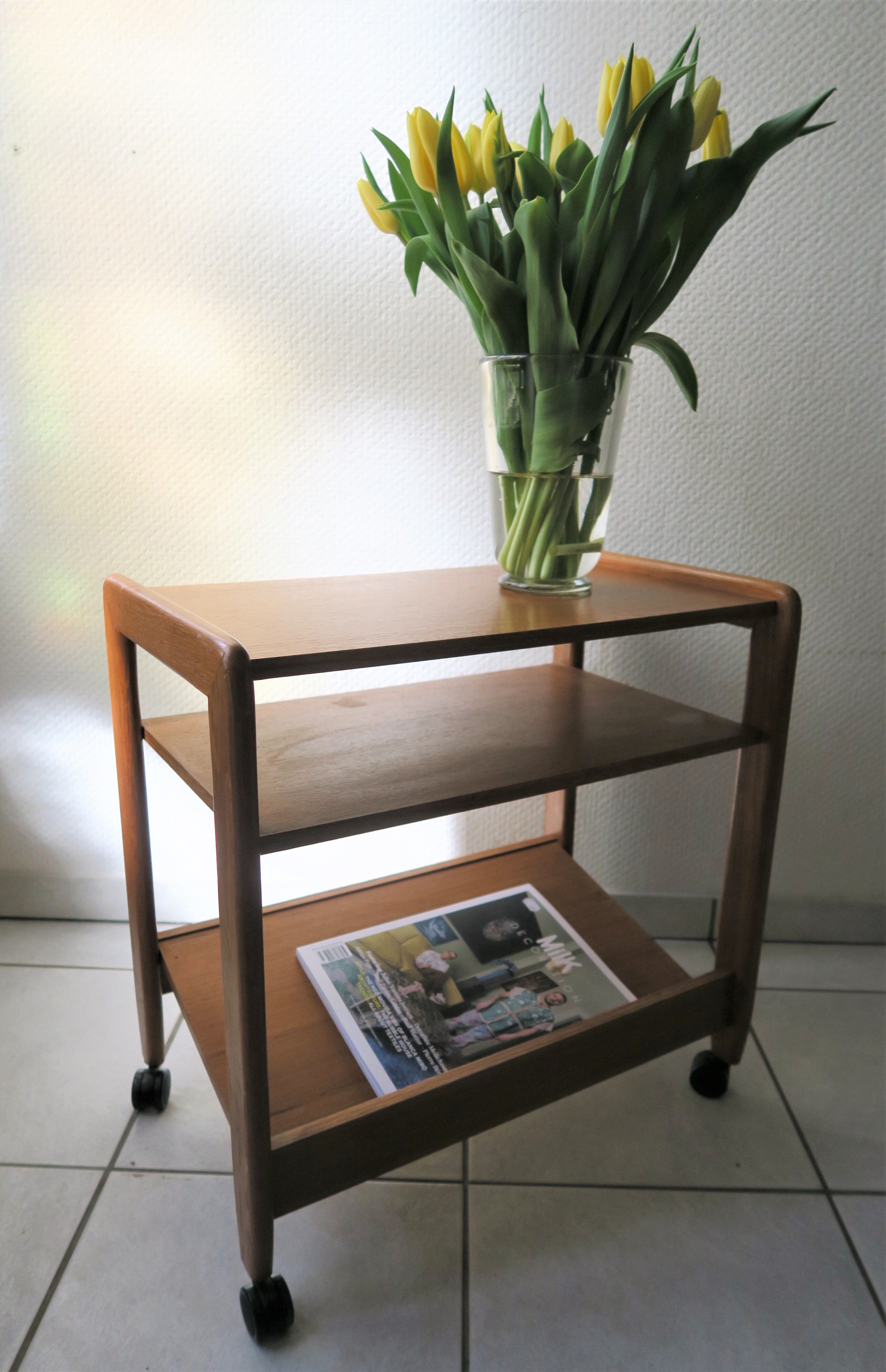 small danish trolley or sidetable in teak  from the 70s