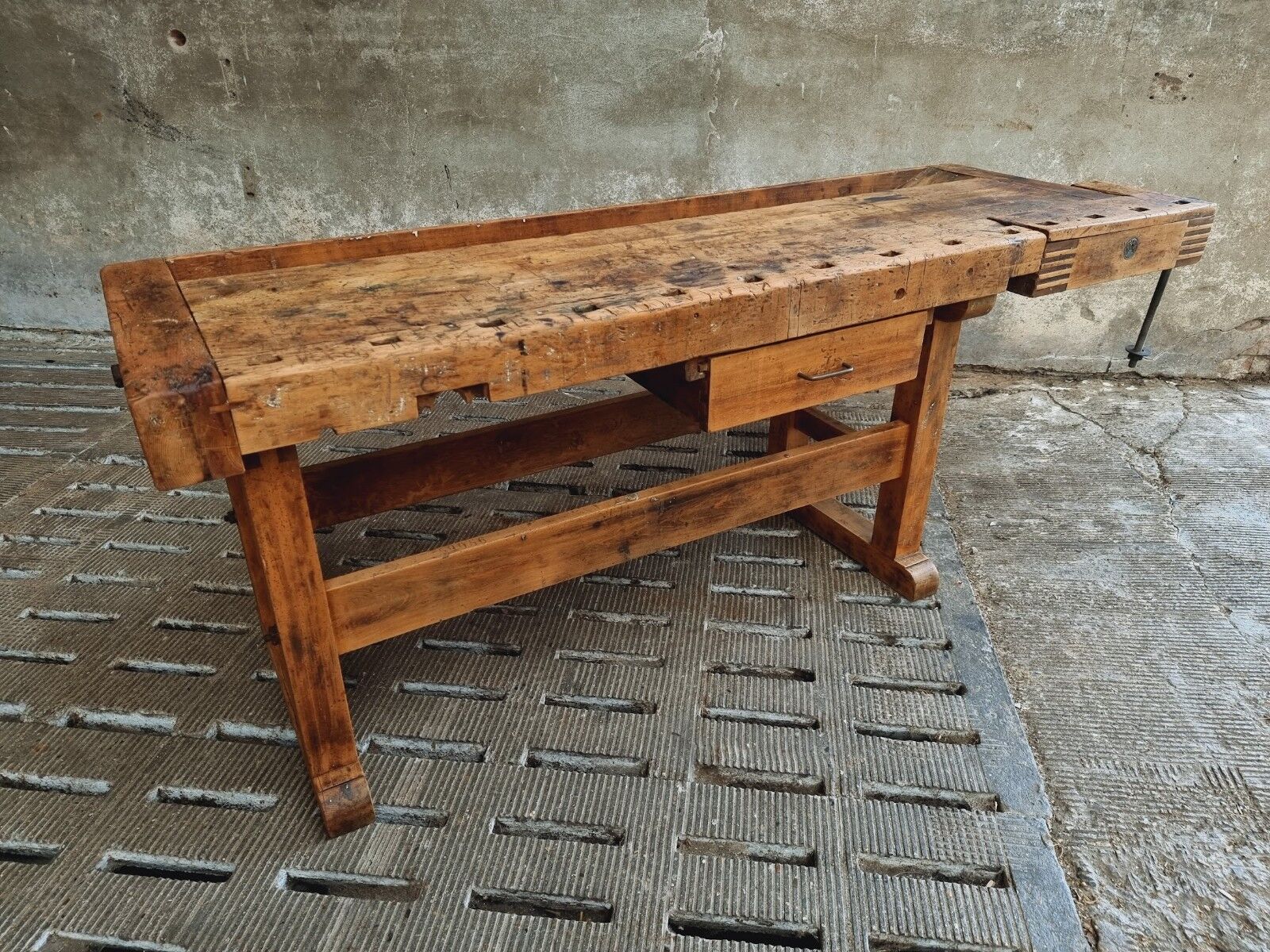 Old workbench Ott beech kitchen island or side table