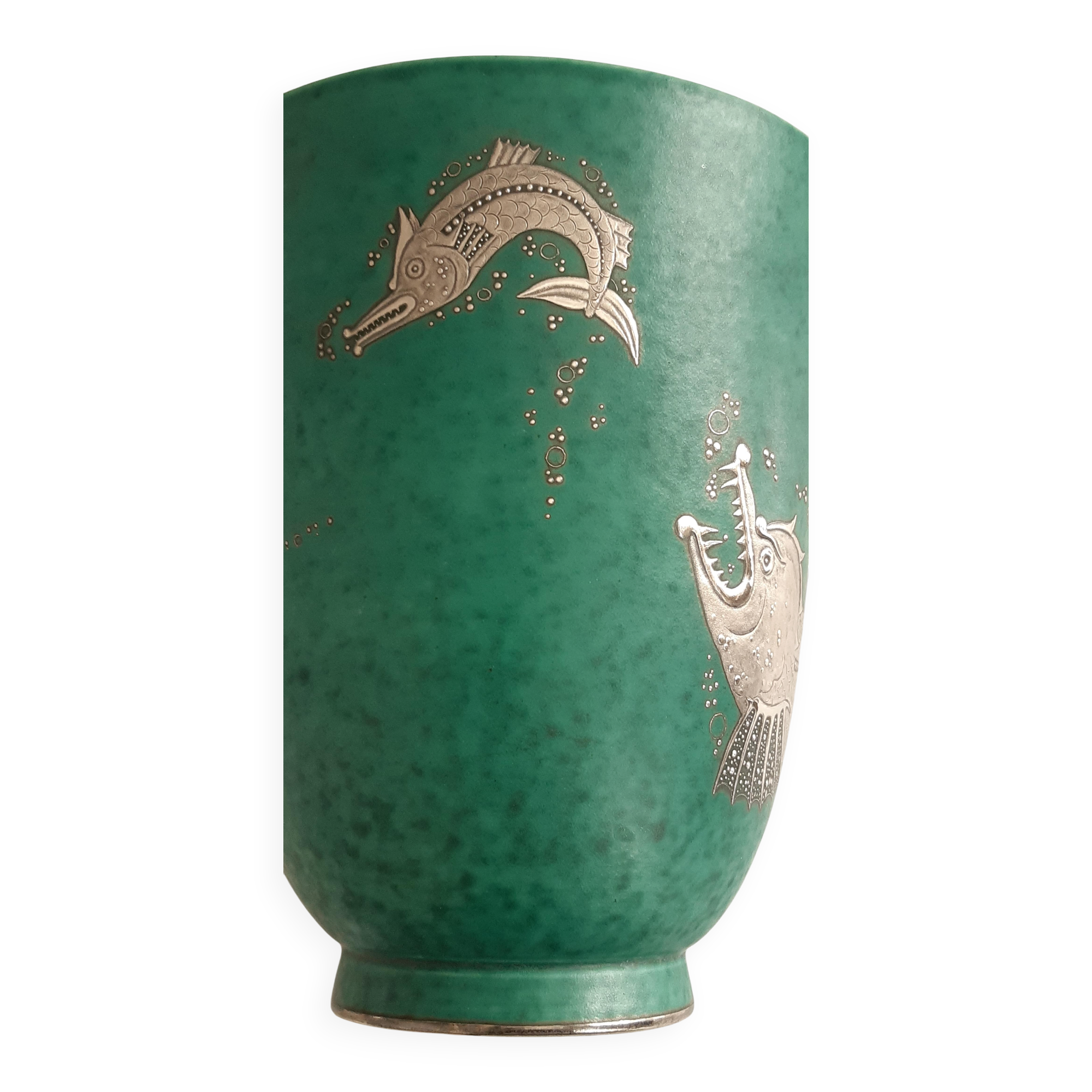Wilhelm kage 'argenta' ceramic vase for gustavsberg sweden 1940s marked