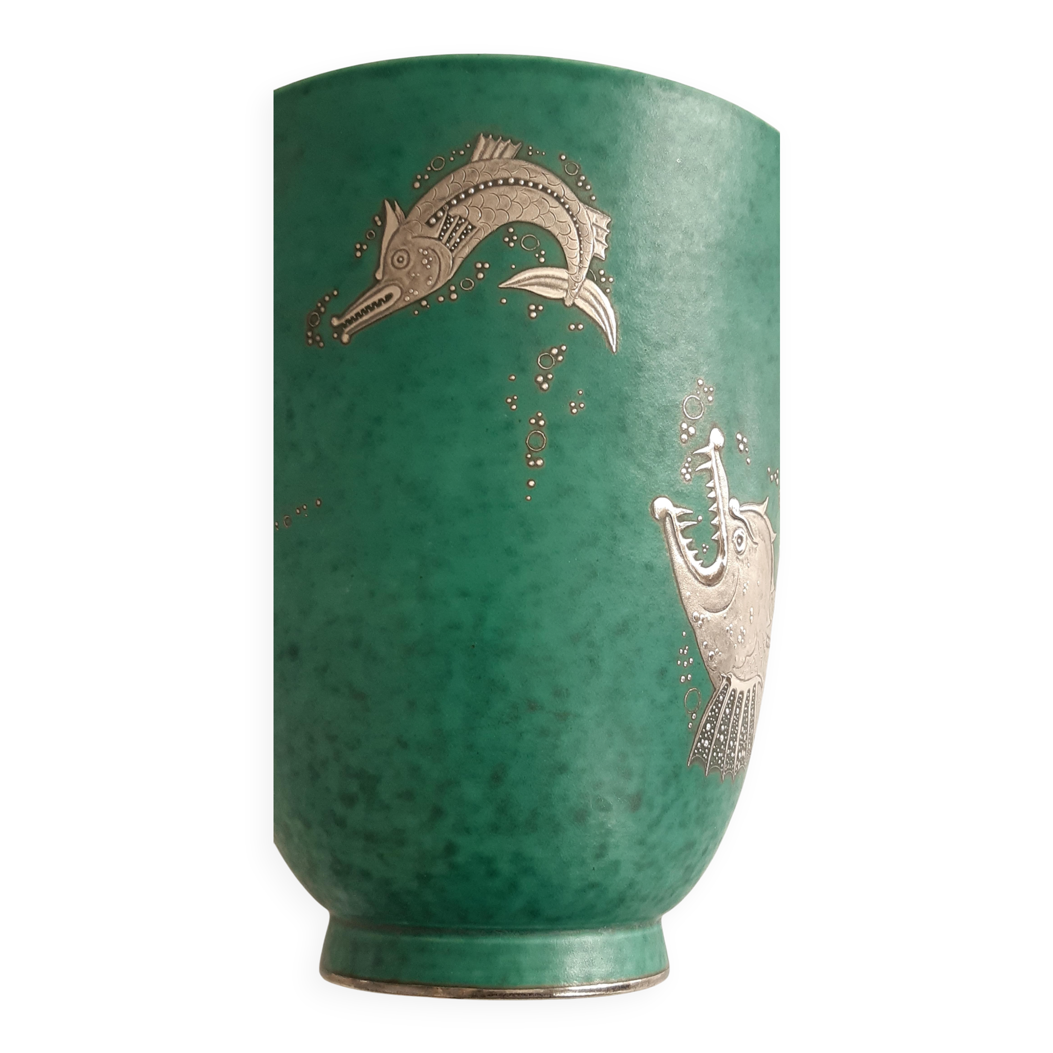Wilhelm kage 'argenta' ceramic vase for gustavsberg sweden 1940s marked