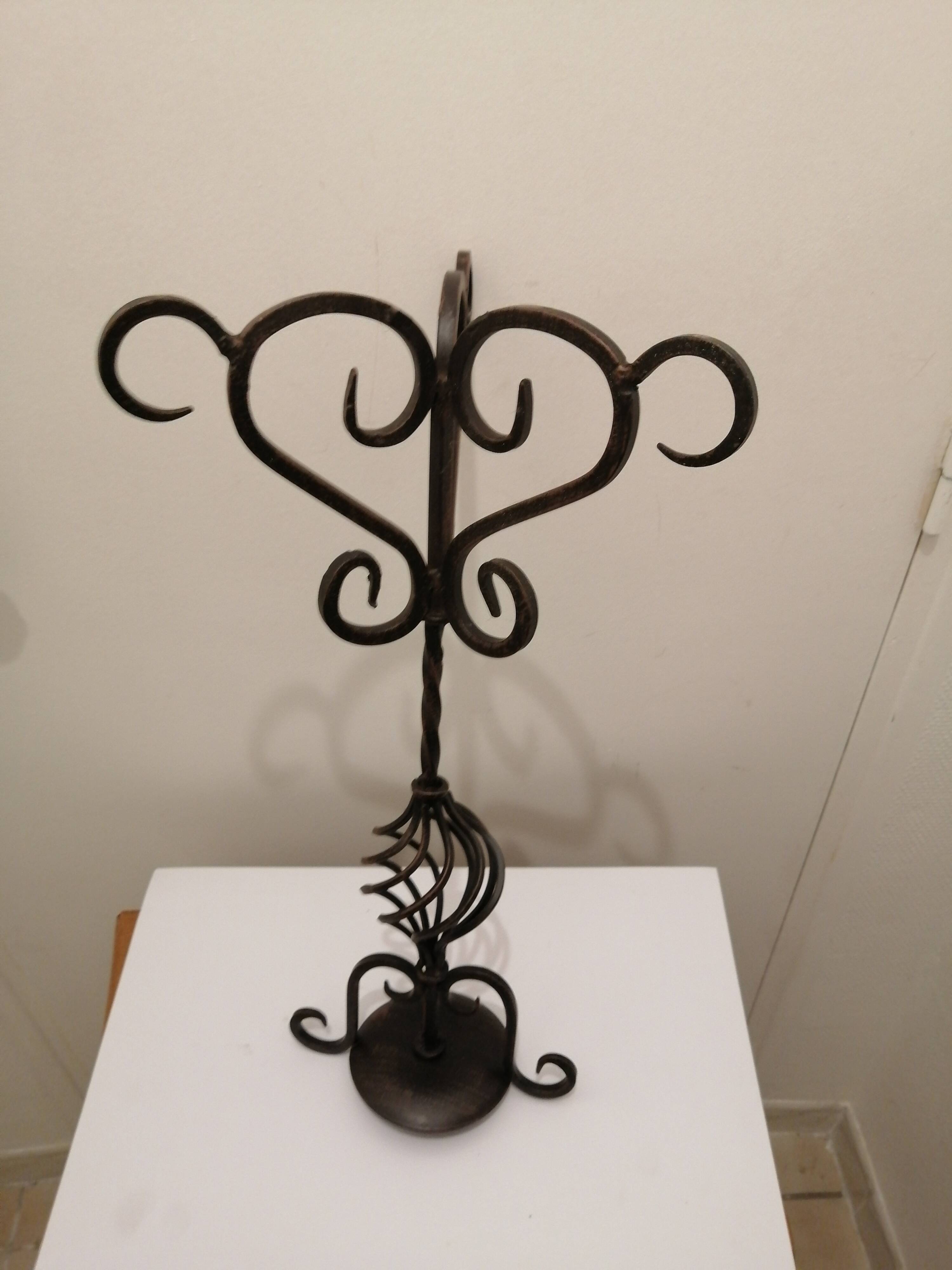 Wrought iron candlestick + candle