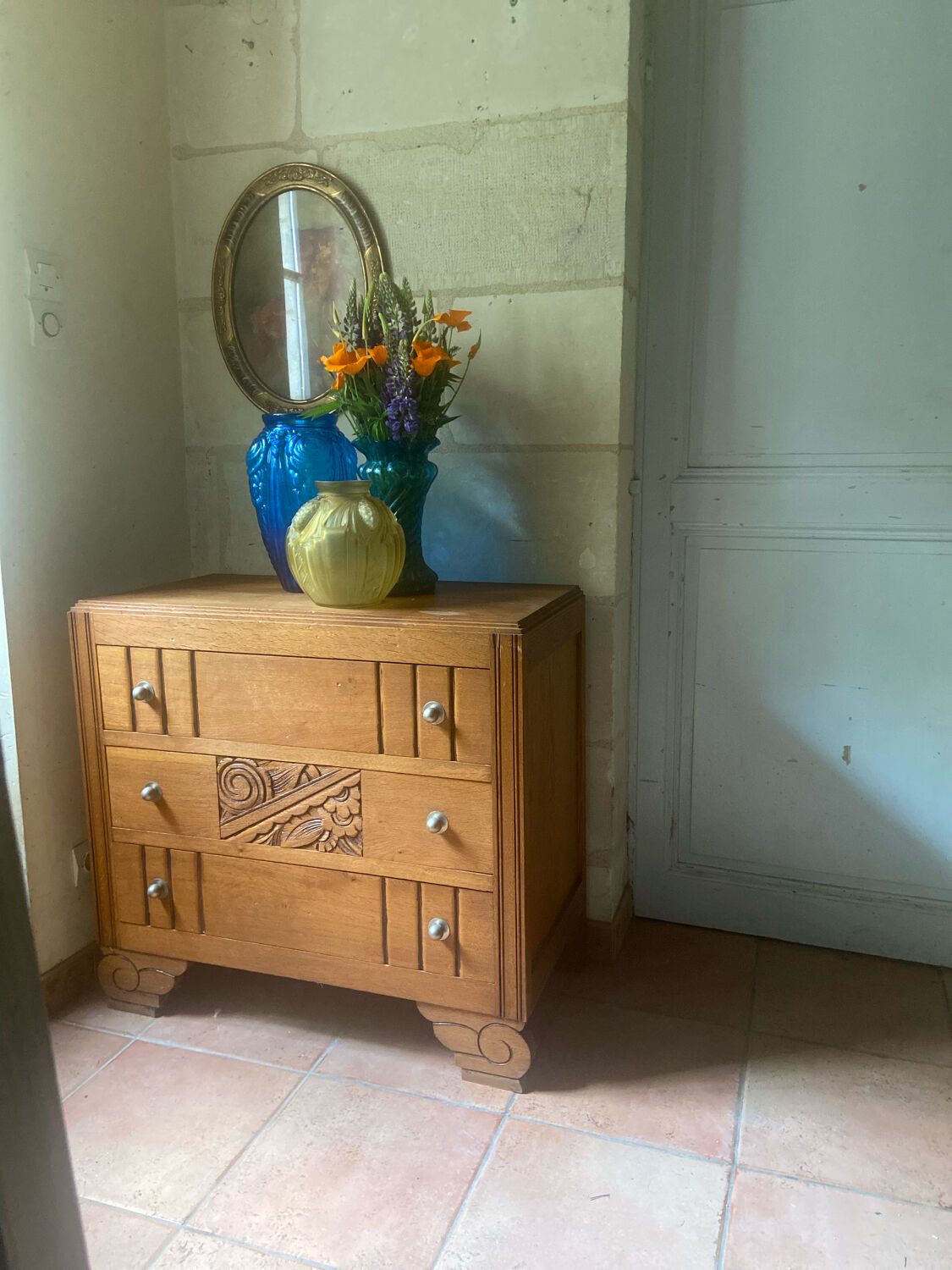 Commode art déco en chêne massif
