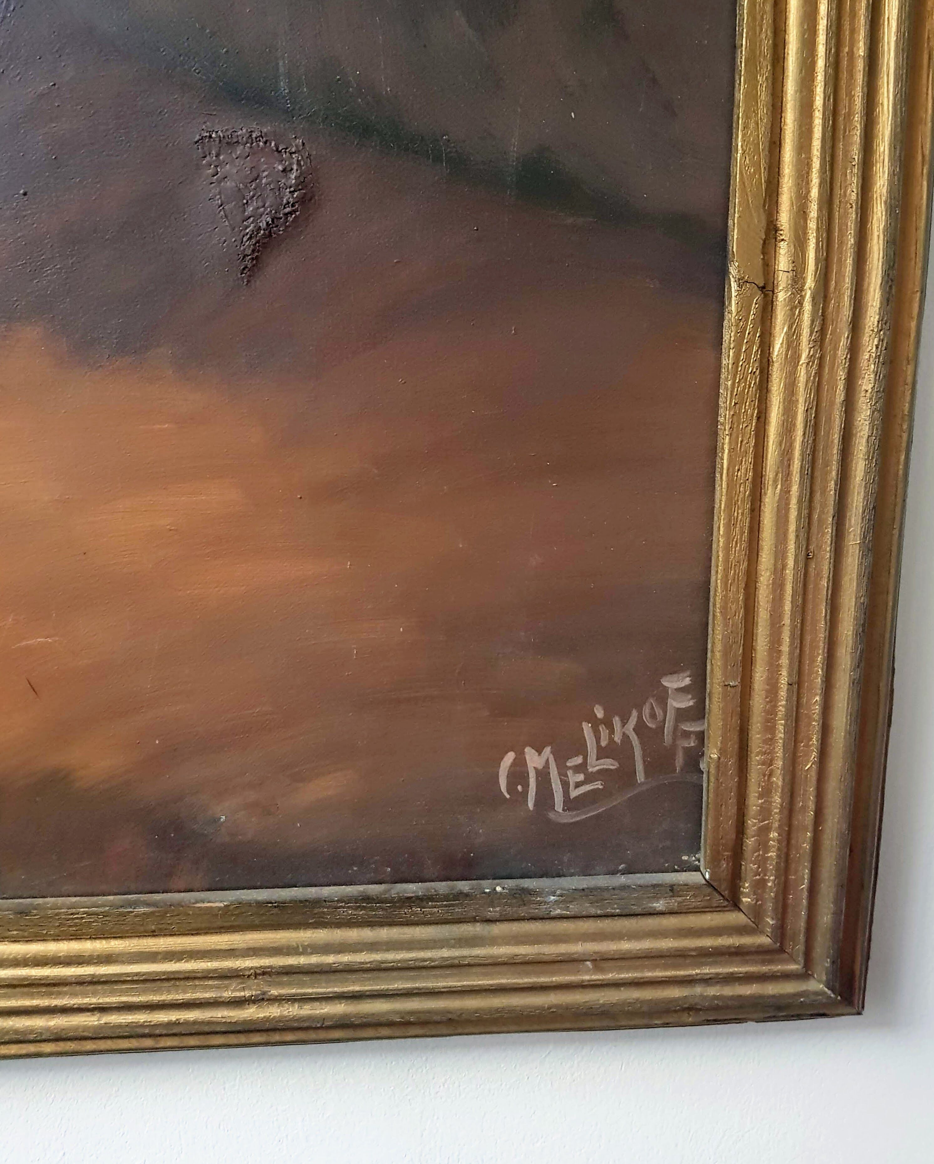 Large Nude Oil Painting on Canvas by Charles Melikoff - XX Century Art - Belgium