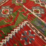 5x11 Kilim Red & Blue Geometric Vintage Rug, 168x342Cm