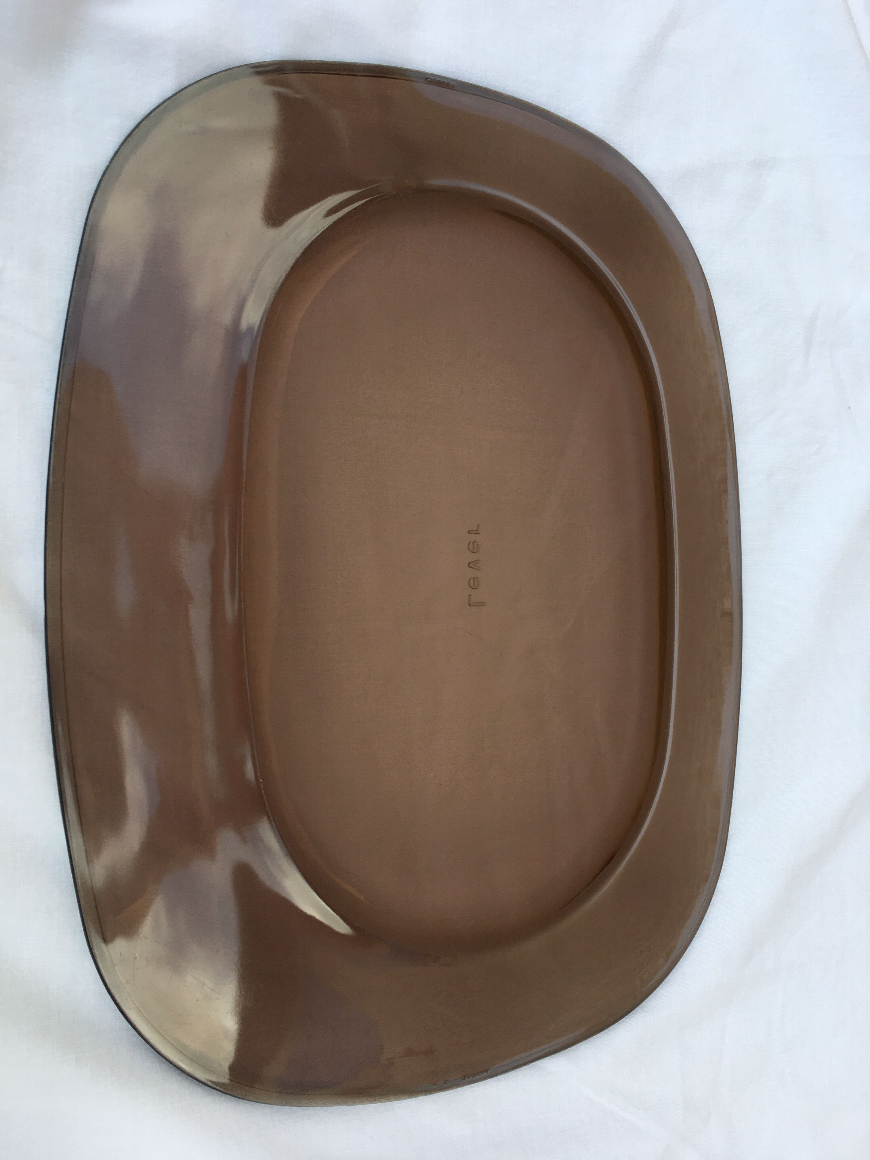 Plat ovale vintage Lever en verre fumé