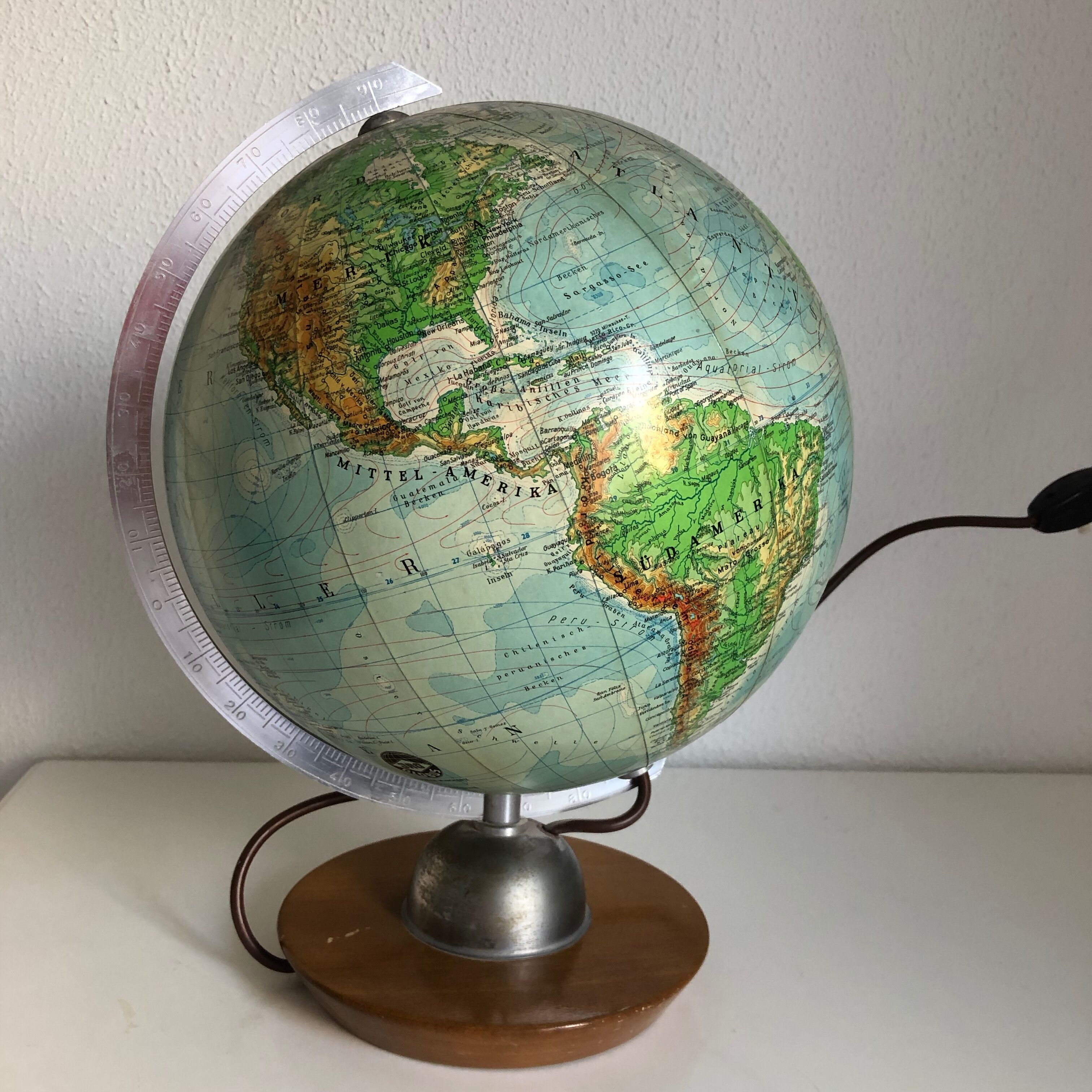 Earth Globe Glass Vintage JRO Verlag 1960 - 35 cm