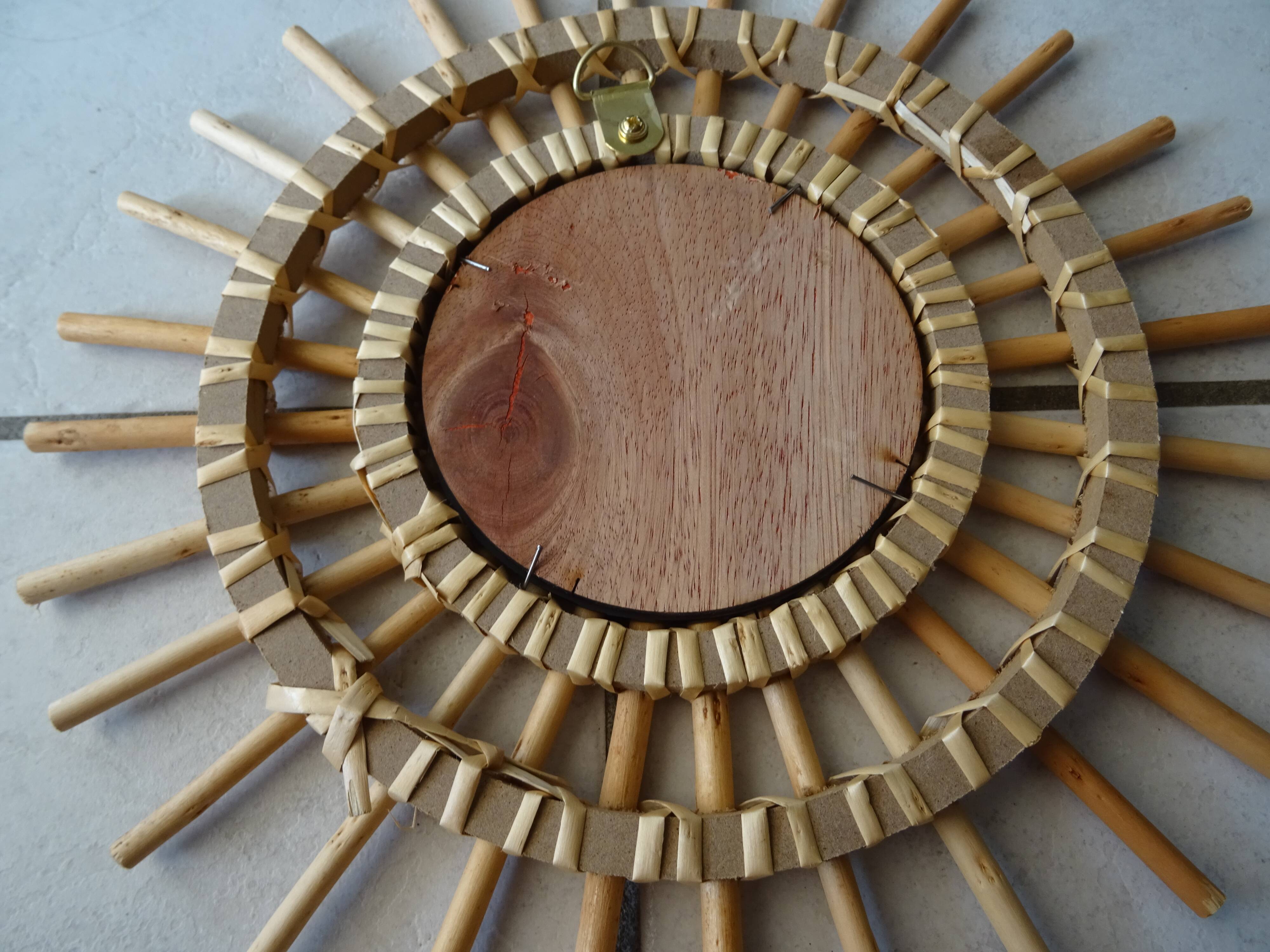 Miroir soleil rotin vintage