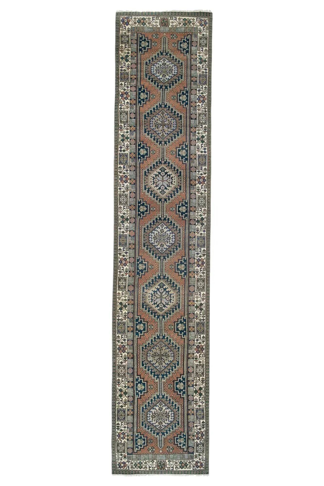 Vintage Turkish hallway rug 80x386 cm