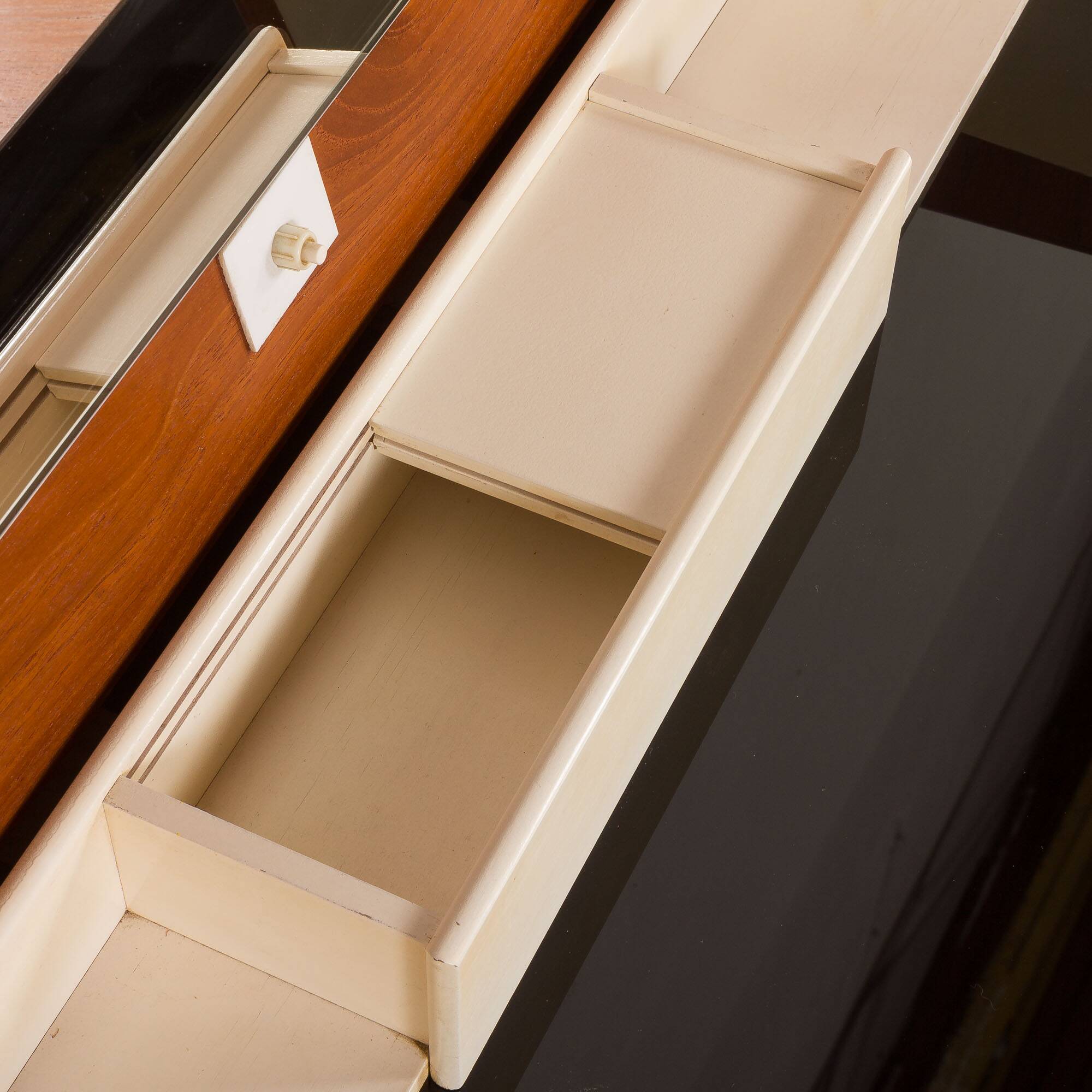 Danish teak dresser with hidden vanity and lights, 1960s