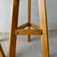Pair of high bar stools, tripods, in solid wood