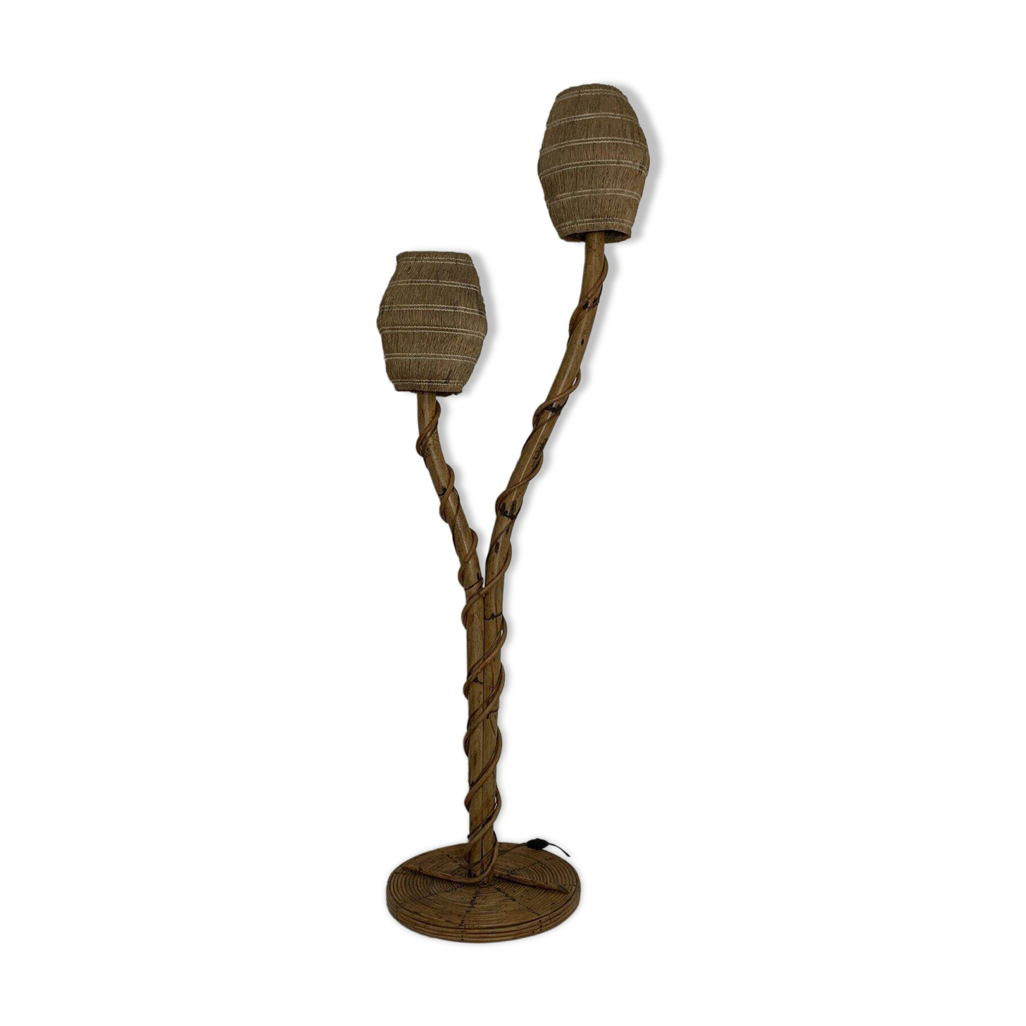 Lampadaire bambou rotin coco vintage