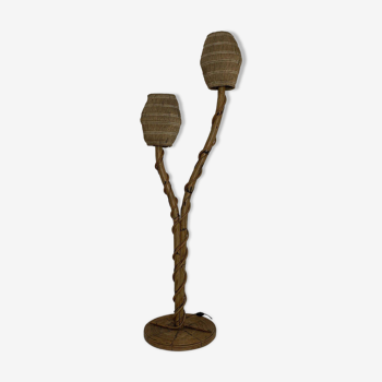 Lampadaire bambou rotin coco vintage