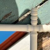 Vintage wooden turned mirror, white, rectangular, 1940s.