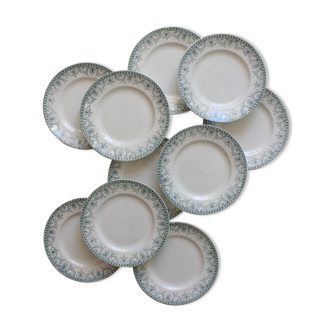 10 flat plates in iron earth "Wilbur" Moulin des Loups and Hamage early twentieth century