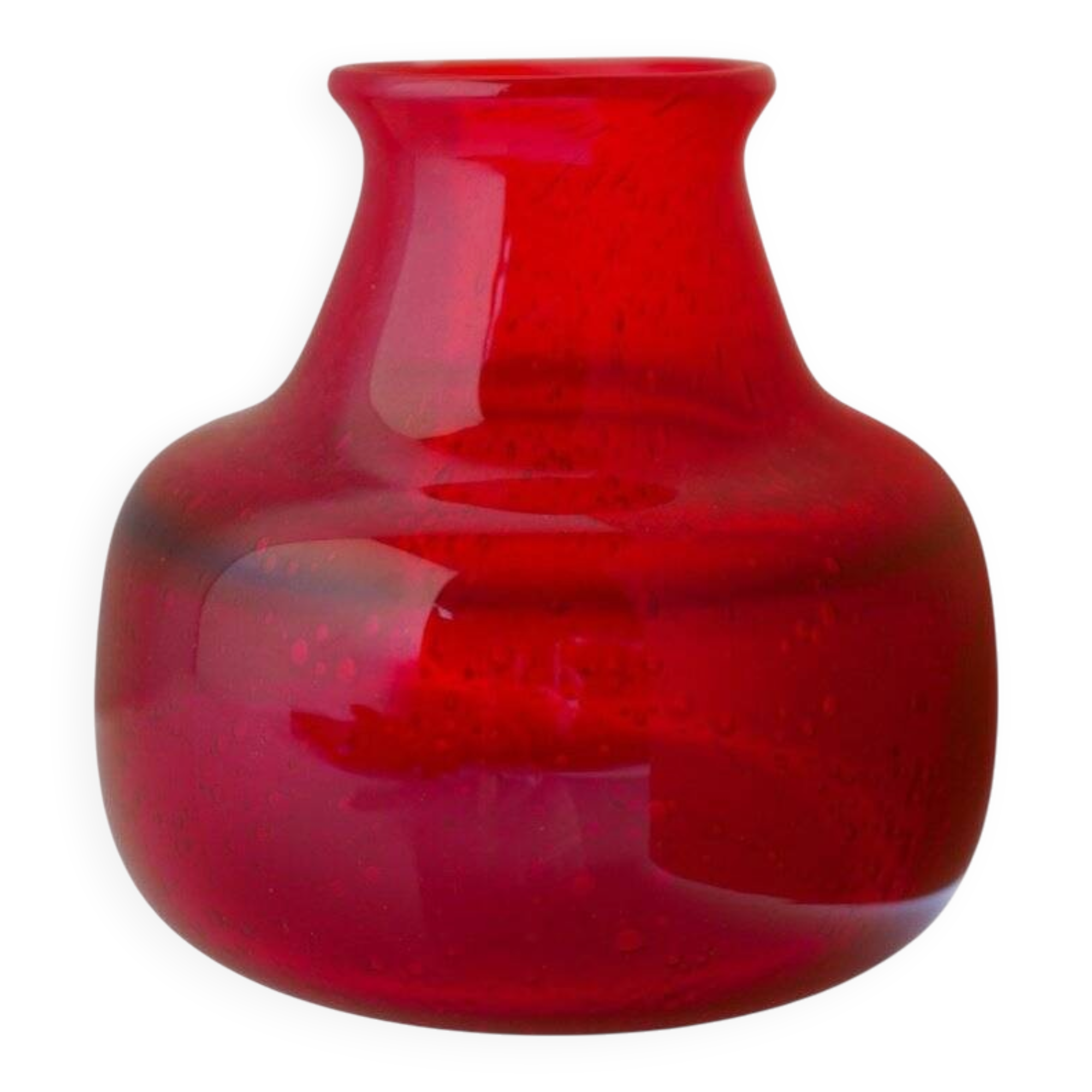 Red glass vase by Erik Höglund for Bodafors, 1960s