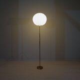 Modern mid-century brass floor lamp ASEA with round cotton shade, Sweden, 1960s