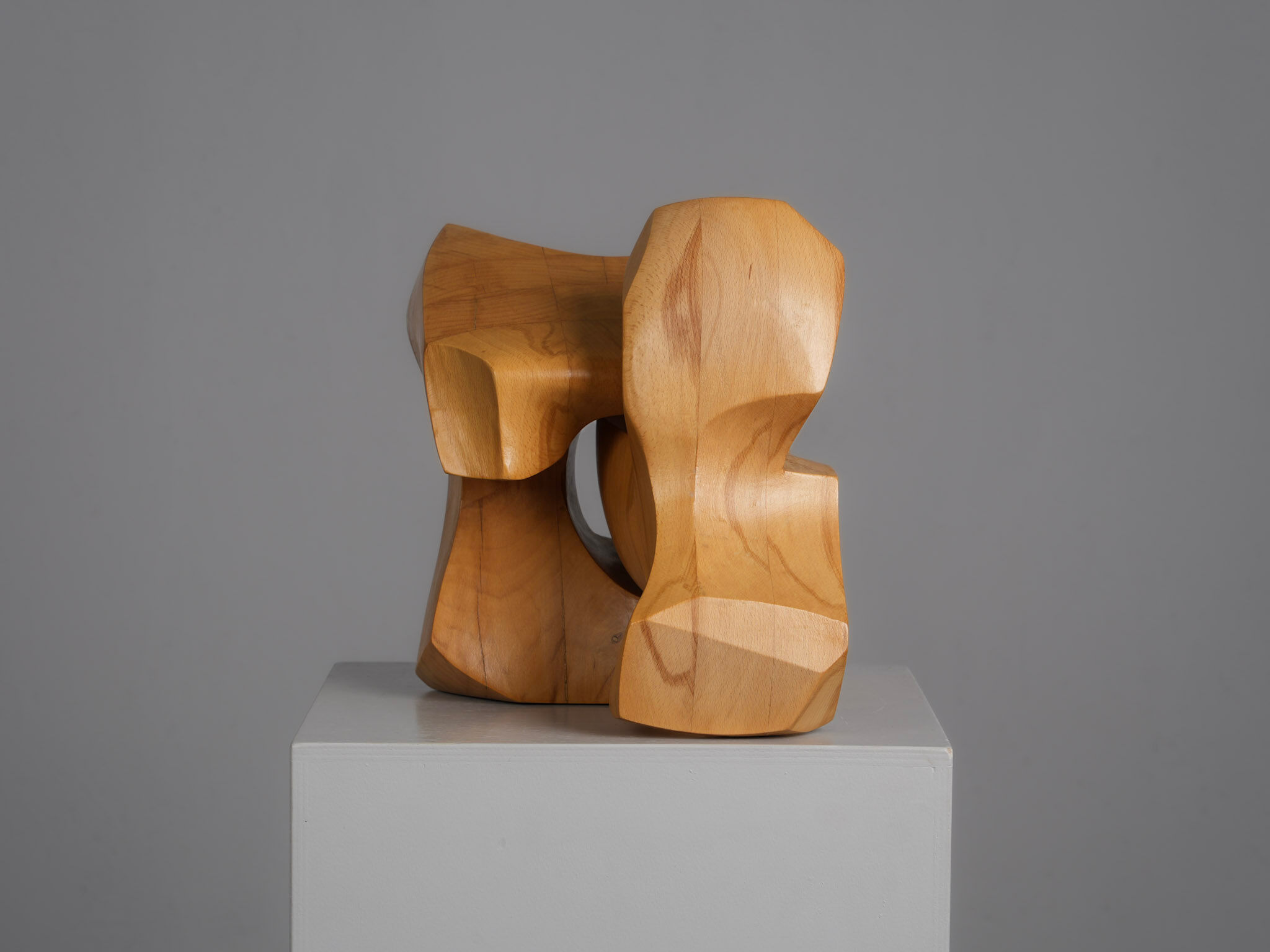 Interlocking abstract wood sculpture by Joop van Bergen, Netherlands, 1980s