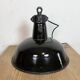 Industrial Black Enamel Factory Lamp with Cast Iron Top, 1950s