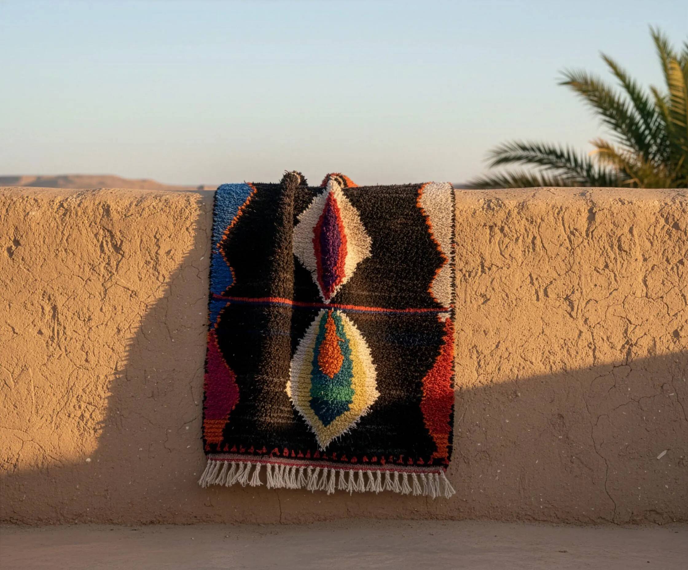 Moroccan rug made of natural wool, handmade, 3x2 m.