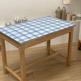 Farmhouse table with enamelled metal top