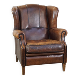 Sheep leather wing chair with patina