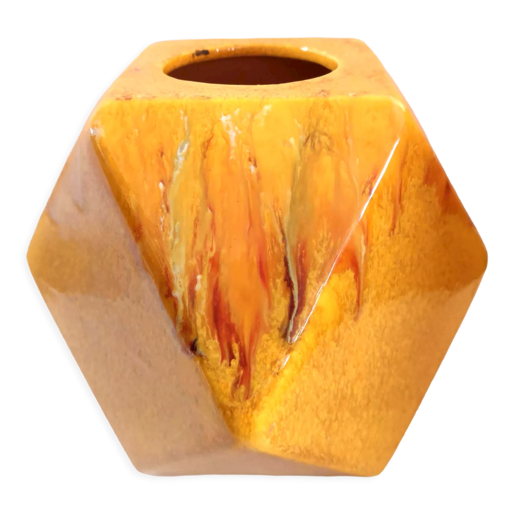 Ceramic vase shape geometric design 70s