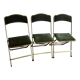 Set of three vintage green folding chairs
