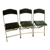 Lot de trois chaises pliantes vintages vertes