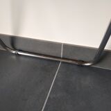 Seventies stainless steel and caramel chairs